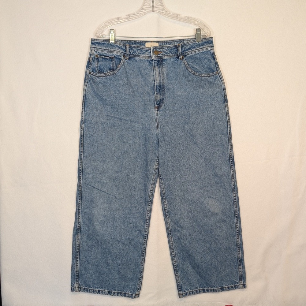 Sezane Le Serge Wide Leg Jeans Light Blue Organic Cotton Size 44 FR‎ US 12
